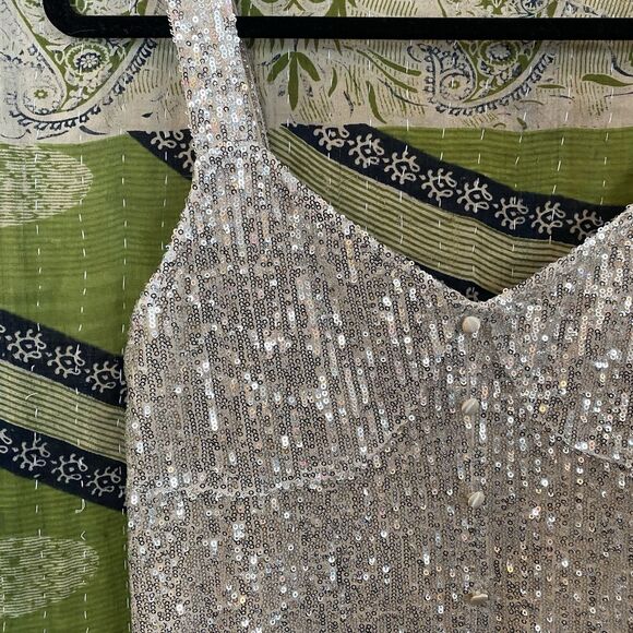 NWT Zara Trafaluc Silver Sequin Midi Dress Size Medium - Picture 5 of 16